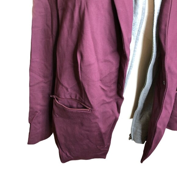 Torid Jacket Layered Hoody Burgundy Gray Stretch Womens 2 Zippered Pockets Darts - Picture 6 of 16
